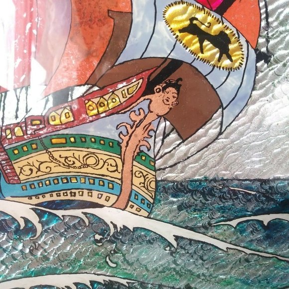 Vintage Painting Etching Ship Paul Baughman Reflective Medieval Wall Art‎ - Picture 2 of 8